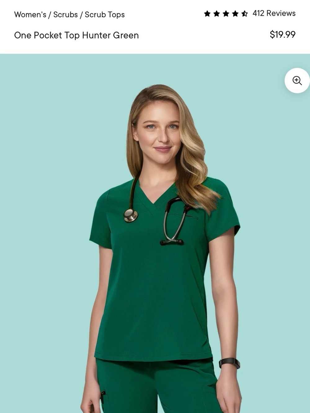 Hunter Green V-Neck One-Pocket Medical Top - Women's Scrub Tunic